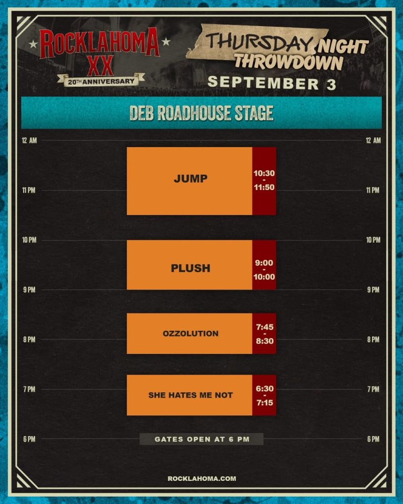 Daily Schedule - WhiskeyChick's Road to Rocklahoma 2026
